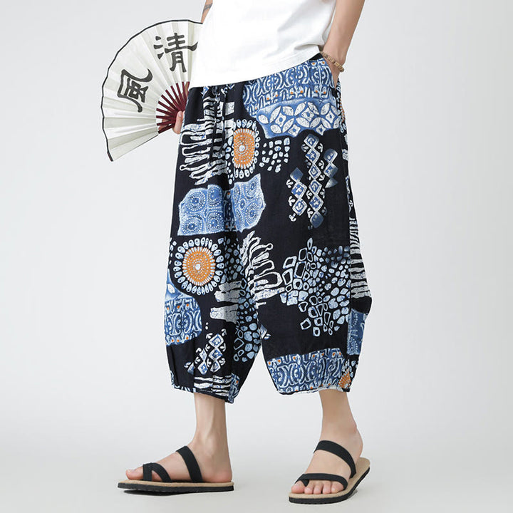 Pantalones de lino y algodón con diseño de elefante, mandala, patchwork y estampado de Buddha Stones para hombre, tallas 7-8, con bolsillos - image 40