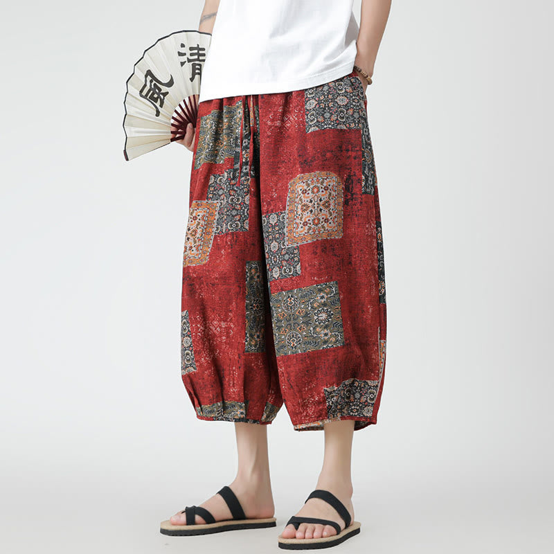 Pantalones de lino y algodón con diseño de elefante, mandala, patchwork y estampado de Buddha Stones para hombre, tallas 7-8, con bolsillos - image 8