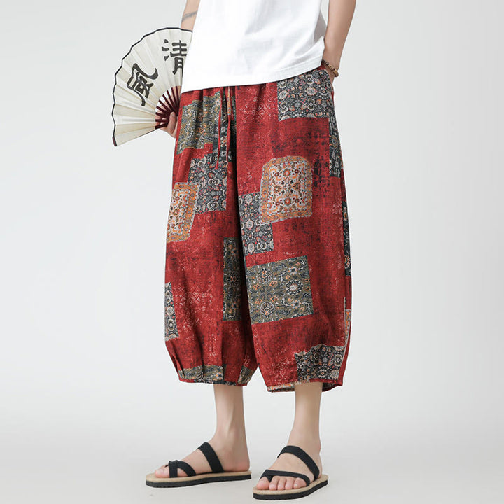 Pantalones de lino y algodón con diseño de elefante, mandala, patchwork y estampado de Buddha Stones para hombre, tallas 7-8, con bolsillos - image 8