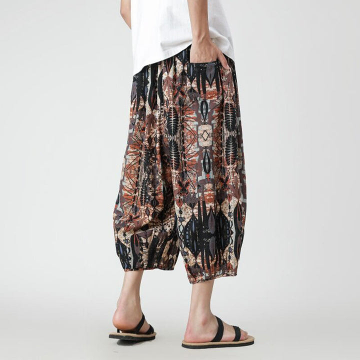 Pantalones de lino y algodón con diseño de elefante, mandala, patchwork y estampado de Buddha Stones para hombre, tallas 7-8, con bolsillos - image 15
