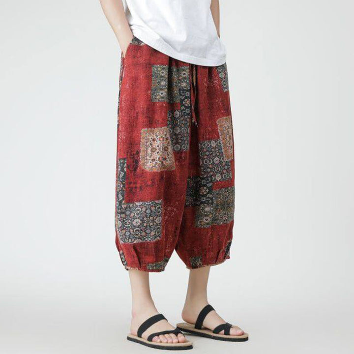 Pantalones de lino y algodón con diseño de elefante, mandala, patchwork y estampado de Buddha Stones para hombre, tallas 7-8, con bolsillos - image 3