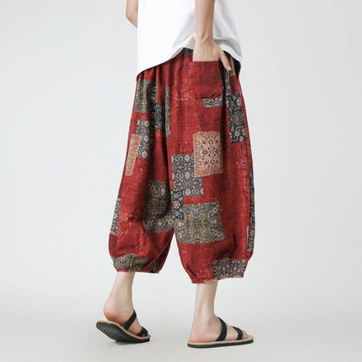 Pantalones de lino y algodón con diseño de elefante, mandala, patchwork y estampado de Buddha Stones para hombre, tallas 7-8, con bolsillos - image 4