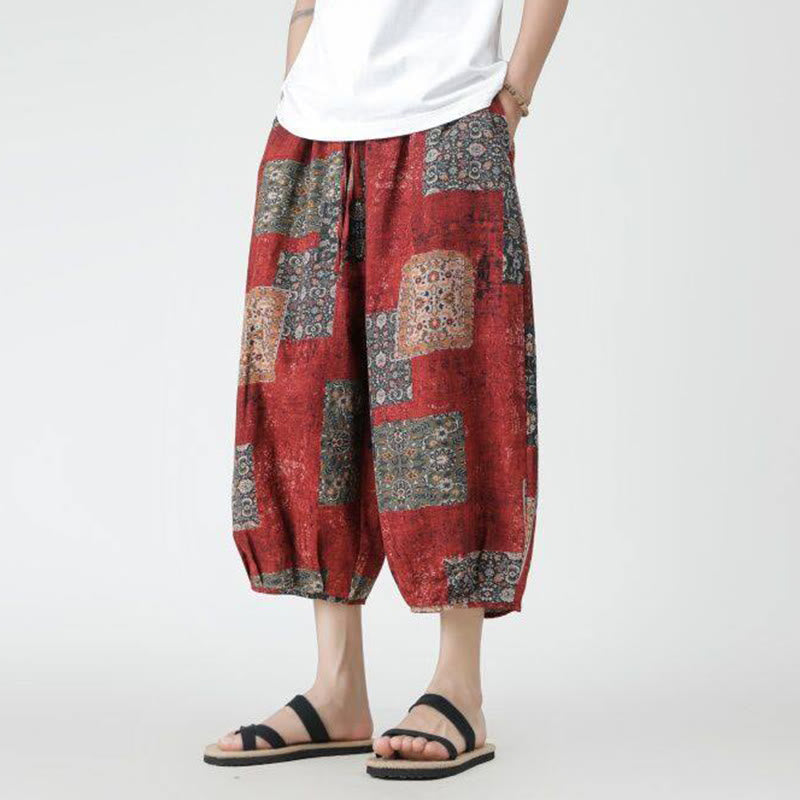 Pantalones de lino y algodón con diseño de elefante, mandala, patchwork y estampado de Buddha Stones para hombre, tallas 7-8, con bolsillos - image 9