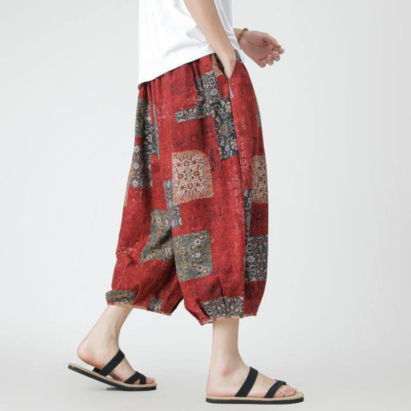 Pantalones de lino y algodón con diseño de elefante, mandala, patchwork y estampado de Buddha Stones para hombre, tallas 7-8, con bolsillos - image 3