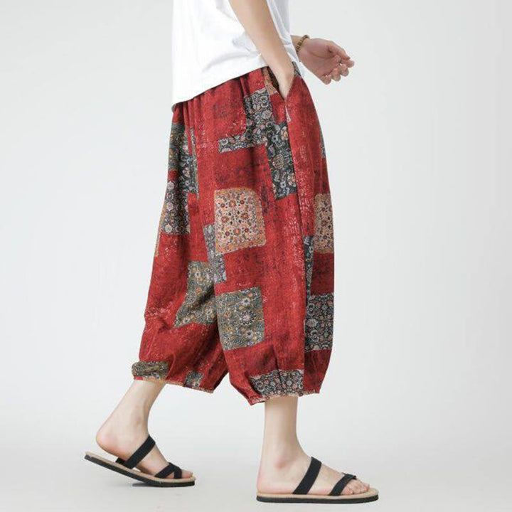 Pantalones de lino y algodón con diseño de elefante, mandala, patchwork y estampado de Buddha Stones para hombre, tallas 7-8, con bolsillos - image 3