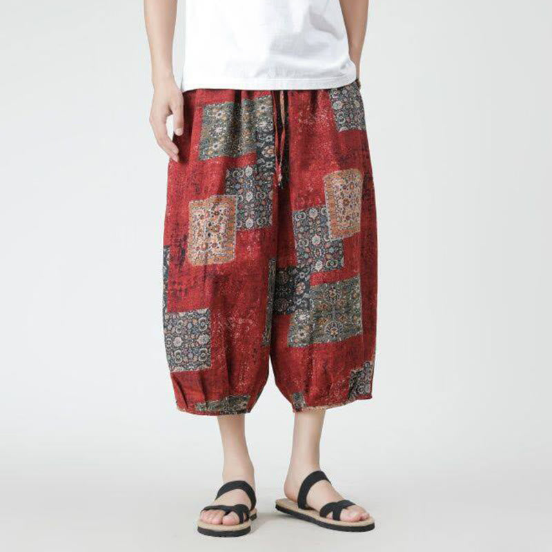 Pantalones de lino y algodón con diseño de elefante, mandala, patchwork y estampado de Buddha Stones para hombre, tallas 7-8, con bolsillos - image 5