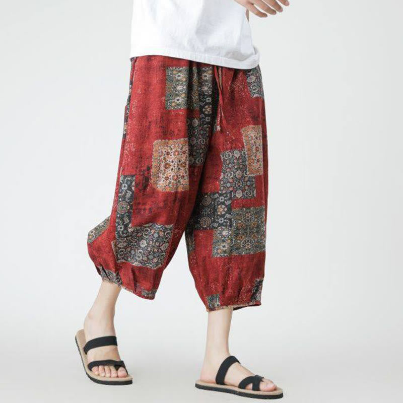 Pantalones de lino y algodón con diseño de elefante, mandala, patchwork y estampado de Buddha Stones para hombre, tallas 7-8, con bolsillos - image 6