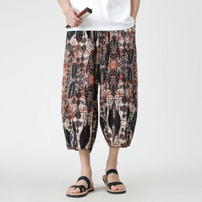 Pantalones de lino y algodón con diseño de elefante, mandala, patchwork y estampado de Buddha Stones para hombre, tallas 7-8, con bolsillos - image 11