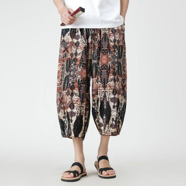 Pantalones de lino y algodón con diseño de elefante, mandala, patchwork y estampado de Buddha Stones para hombre, tallas 7-8, con bolsillos - image 11