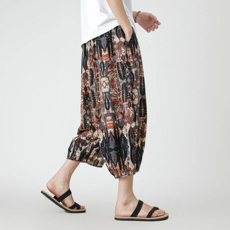 Pantalones de lino y algodón con diseño de elefante, mandala, patchwork y estampado de Buddha Stones para hombre, tallas 7-8, con bolsillos - image 14