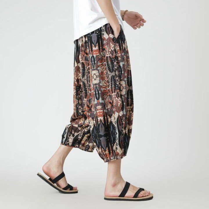Pantalones de lino y algodón con diseño de elefante, mandala, patchwork y estampado de Buddha Stones para hombre, tallas 7-8, con bolsillos - image 14