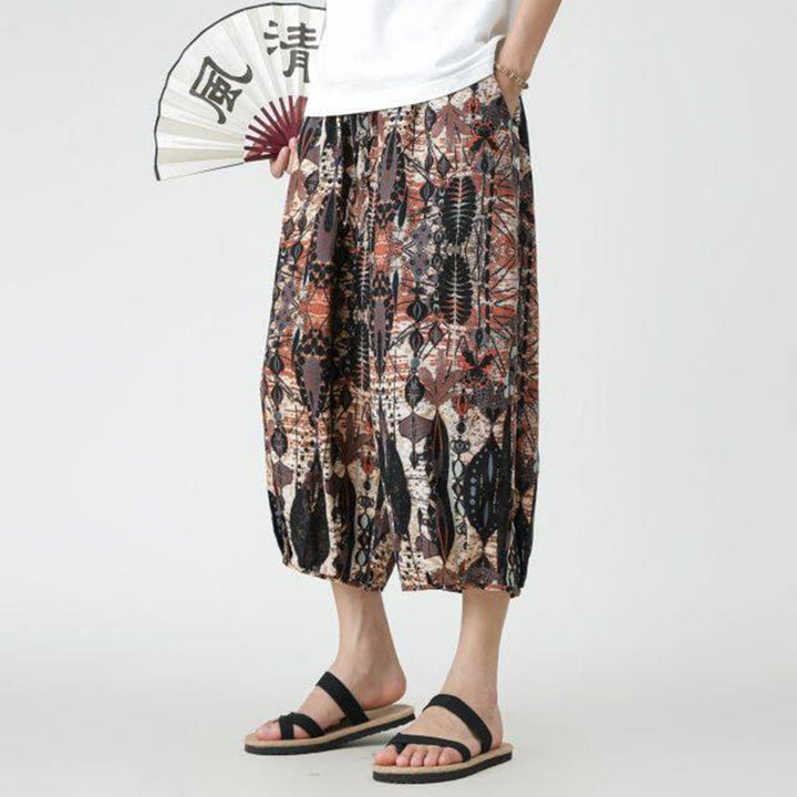 Pantalones de lino y algodón con diseño de elefante, mandala, patchwork y estampado de Buddha Stones para hombre, tallas 7-8, con bolsillos - image 18