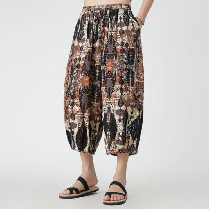 Pantalones de lino y algodón con diseño de elefante, mandala, patchwork y estampado de Buddha Stones para hombre, tallas 7-8, con bolsillos - image 17
