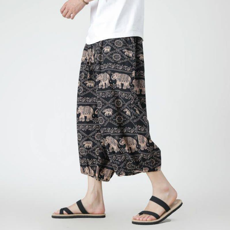 Pantalones de lino y algodón con diseño de elefante, mandala, patchwork y estampado de Buddha Stones para hombre, tallas 7-8, con bolsillos - Perú - US/UK/AU46, EU56 (5XL) - image 20