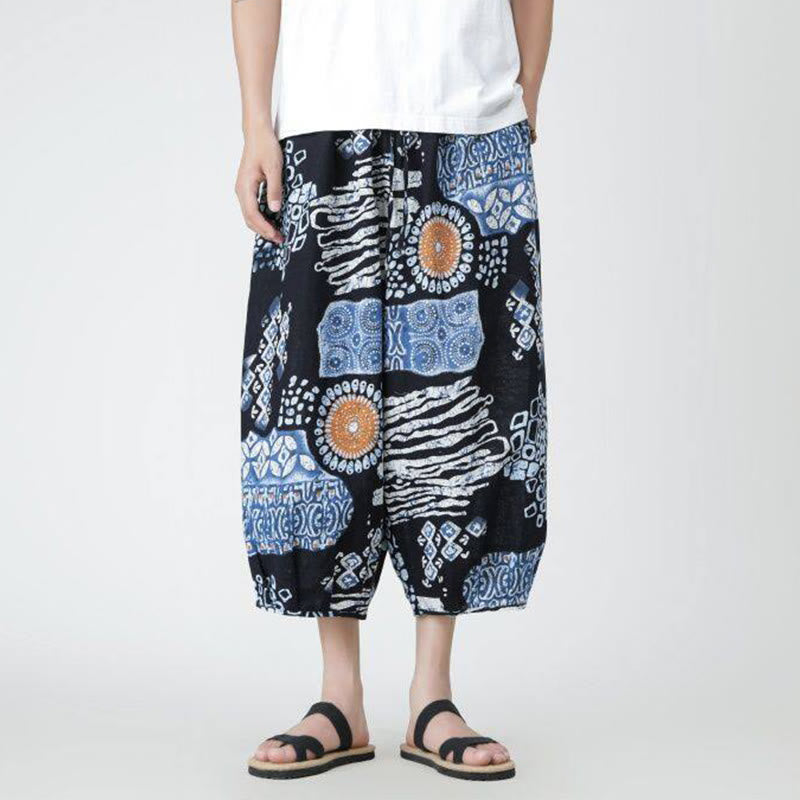 Pantalones de lino y algodón con diseño de elefante, mandala, patchwork y estampado de Buddha Stones para hombre, tallas 7-8, con bolsillos - image 33