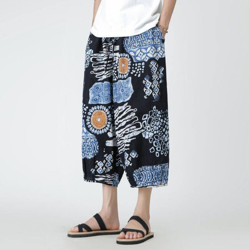 Pantalones de lino y algodón con diseño de elefante, mandala, patchwork y estampado de Buddha Stones para hombre, tallas 7-8, con bolsillos - image 35
