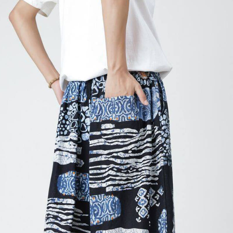 Pantalones de lino y algodón con diseño de elefante, mandala, patchwork y estampado de Buddha Stones para hombre, tallas 7-8, con bolsillos - image 40