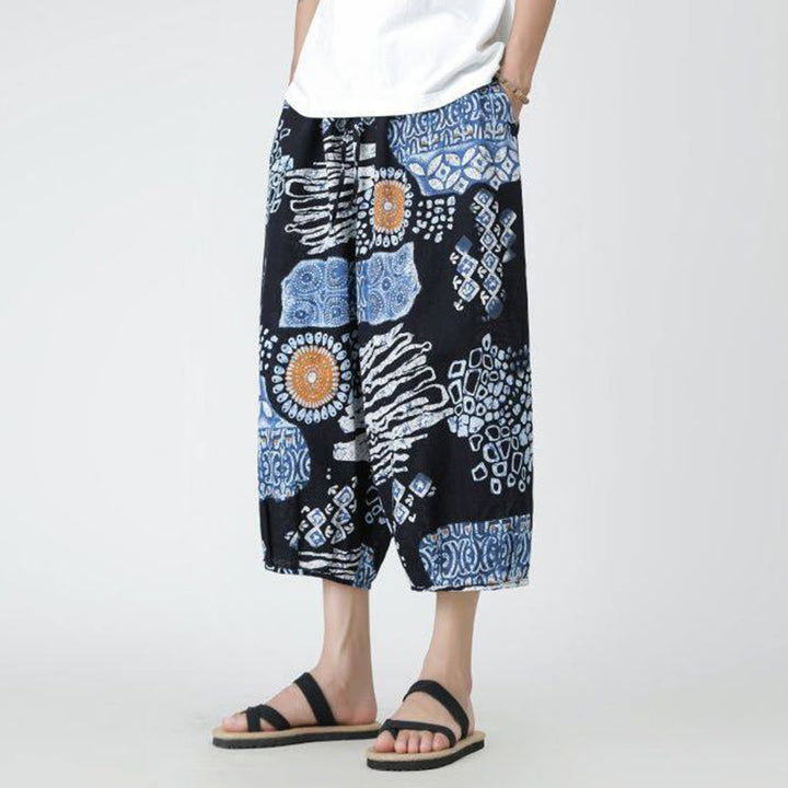 Pantalones de lino y algodón con diseño de elefante, mandala, patchwork y estampado de Buddha Stones para hombre, tallas 7-8, con bolsillos - image 35