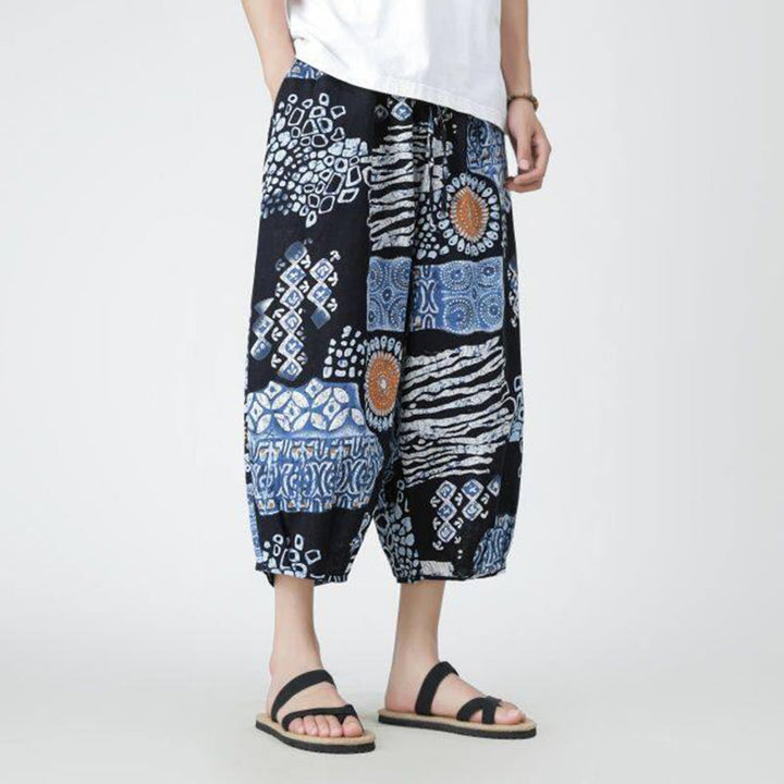 Pantalones de lino y algodón con diseño de elefante, mandala, patchwork y estampado de Buddha Stones para hombre, tallas 7-8, con bolsillos - image 35