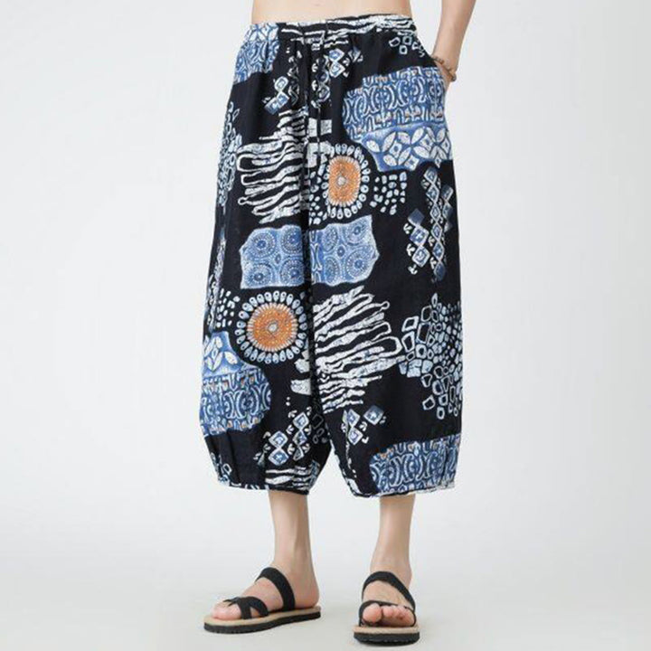 Pantalones de lino y algodón con diseño de elefante, mandala, patchwork y estampado de Buddha Stones para hombre, tallas 7-8, con bolsillos - image 39