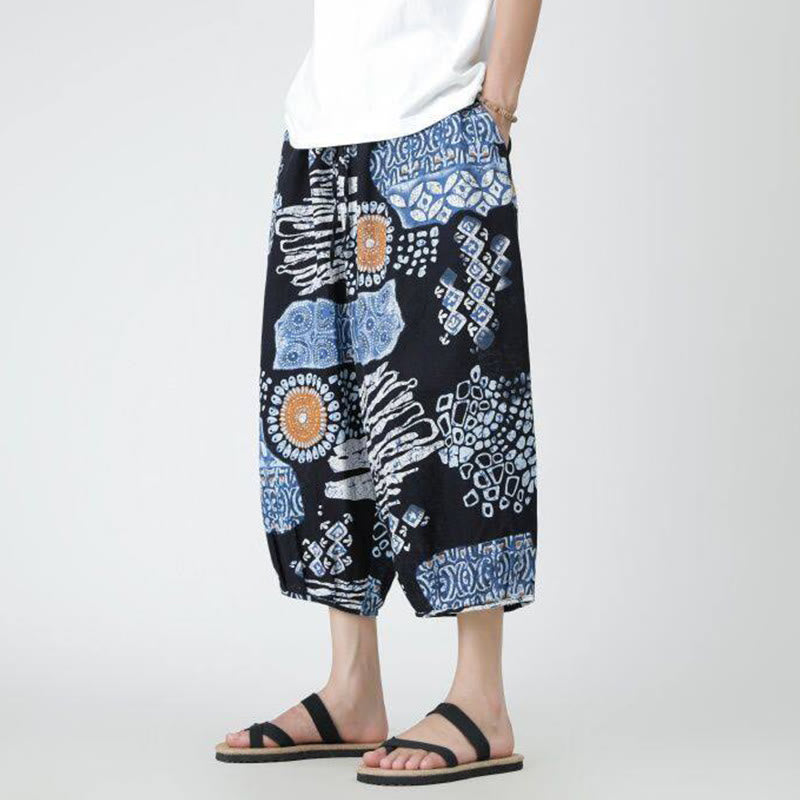 Pantalones de lino y algodón con diseño de elefante, mandala, patchwork y estampado de Buddha Stones para hombre, tallas 7-8, con bolsillos - image 38