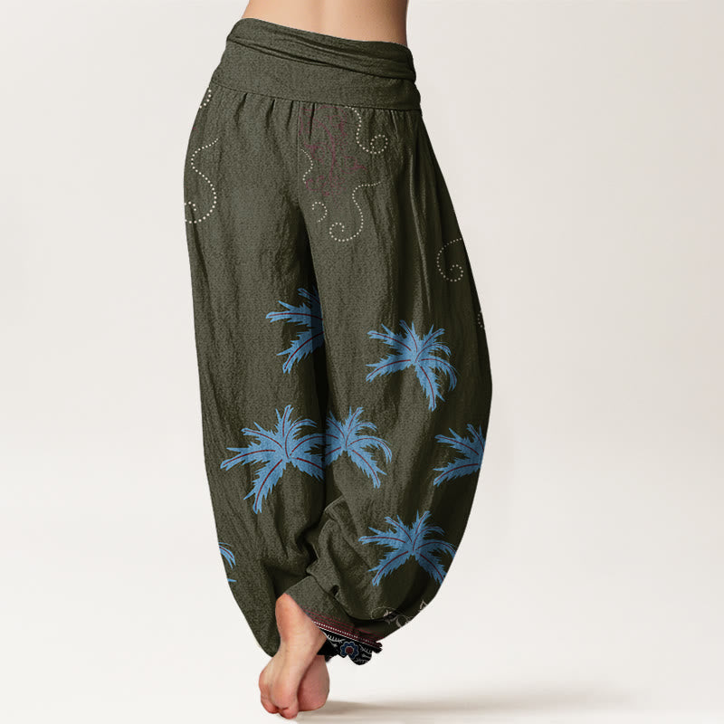Pantalones harén con cintura elástica para mujer, con estampado floral y palmeras tropicales, estilo casual, Buddha Stones - image 9