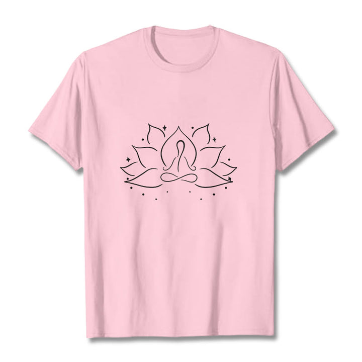 Camiseta con diseño de flor de loto y Buddha Stones para meditación y yoga - rosa claro - 2XL - image 12