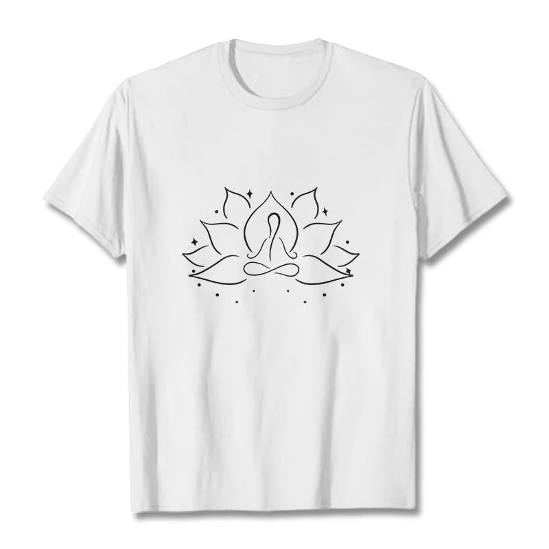 Camiseta con diseño de flor de loto y Buddha Stones para meditación y yoga - Blanco - 2XL - image 7