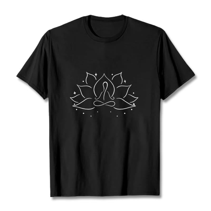 Camiseta con diseño de flor de loto y Buddha Stones para meditación y yoga - Negro - 2XL - image 4