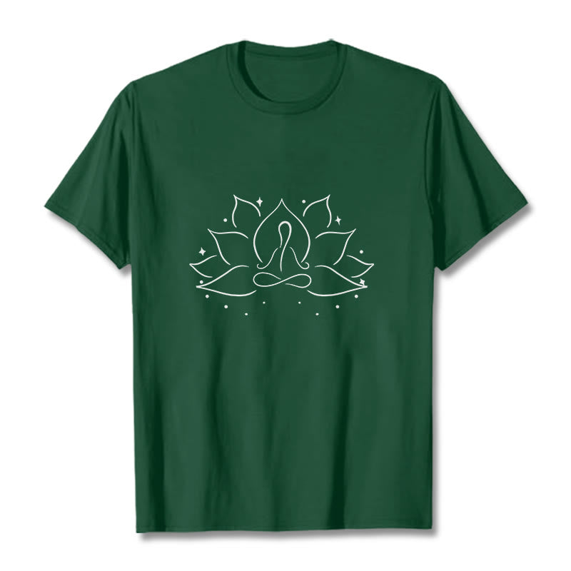 Camiseta con diseño de flor de loto y Buddha Stones para meditación y yoga - Verde bosque - 2XL - image 0