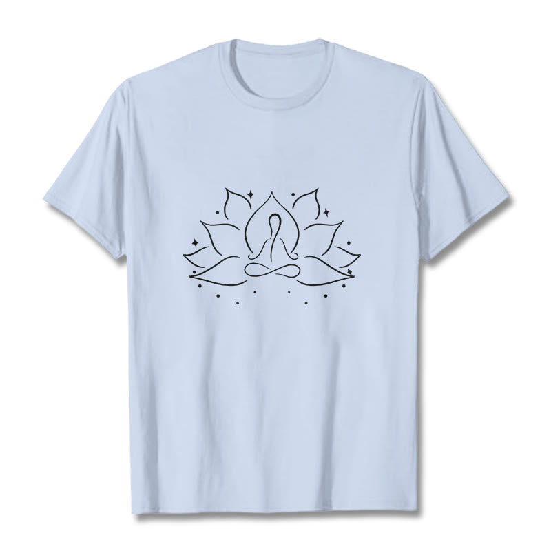 Camiseta con diseño de flor de loto y Buddha Stones para meditación y yoga - Cian claro - 2XL - image 19