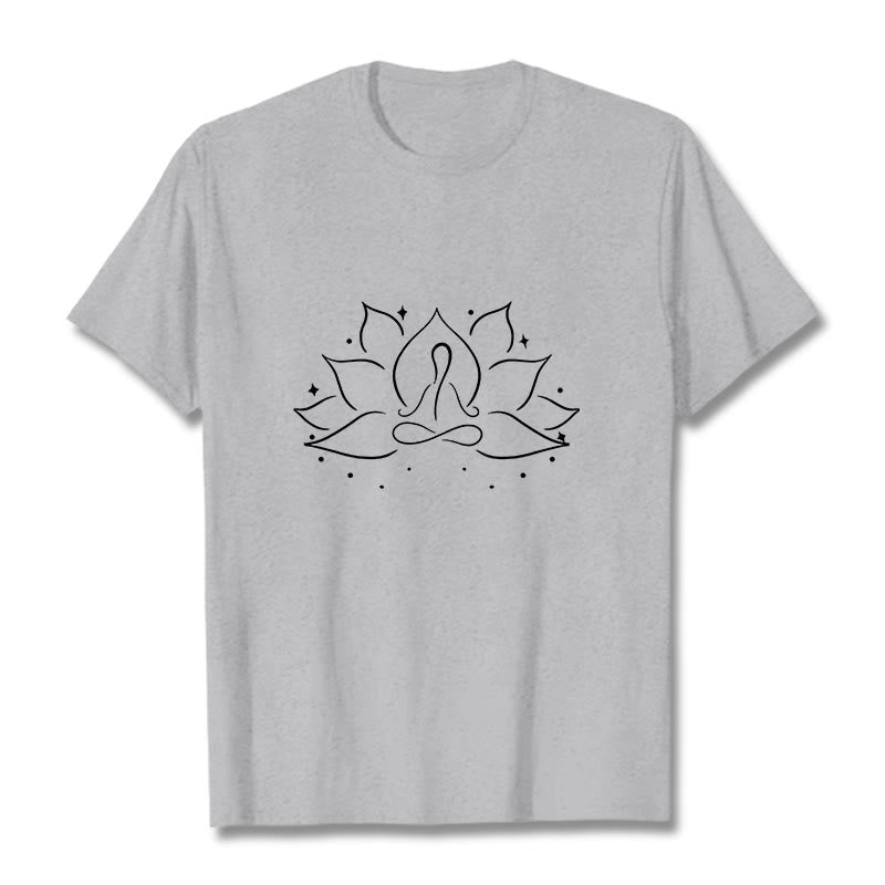 Camiseta con diseño de flor de loto y Buddha Stones para meditación y yoga - Gris claro - 2XL - image 20