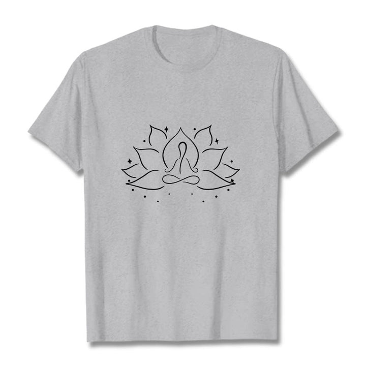 Camiseta con diseño de flor de loto y Buddha Stones para meditación y yoga - Gris claro - 2XL - image 20