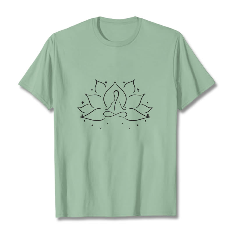 Camiseta con diseño de flor de loto y Buddha Stones para meditación y yoga - Verde pálido - 2XL - image 14