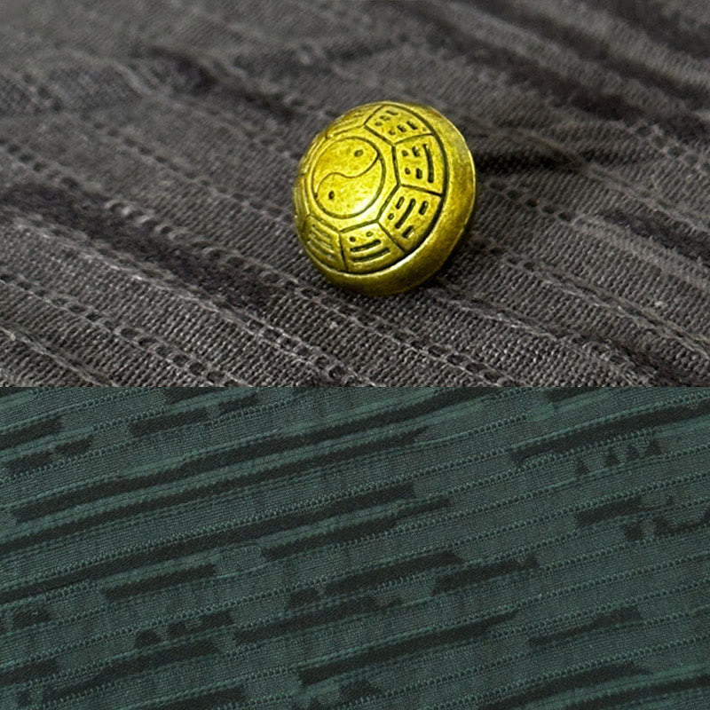 Camisa de lino y algodón de media manga para hombre con diseño de patchwork de verano con Buddha Stones - image 8