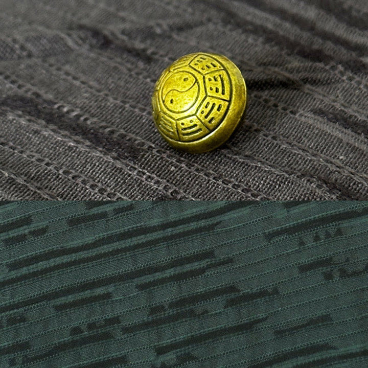 Camisa de lino y algodón de media manga para hombre con diseño de patchwork de verano con Buddha Stones - image 7