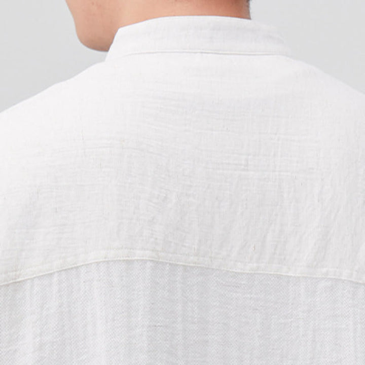 Camisa de media manga para hombre con diseño de botones lisos de verano con Buddha Stones - image 5