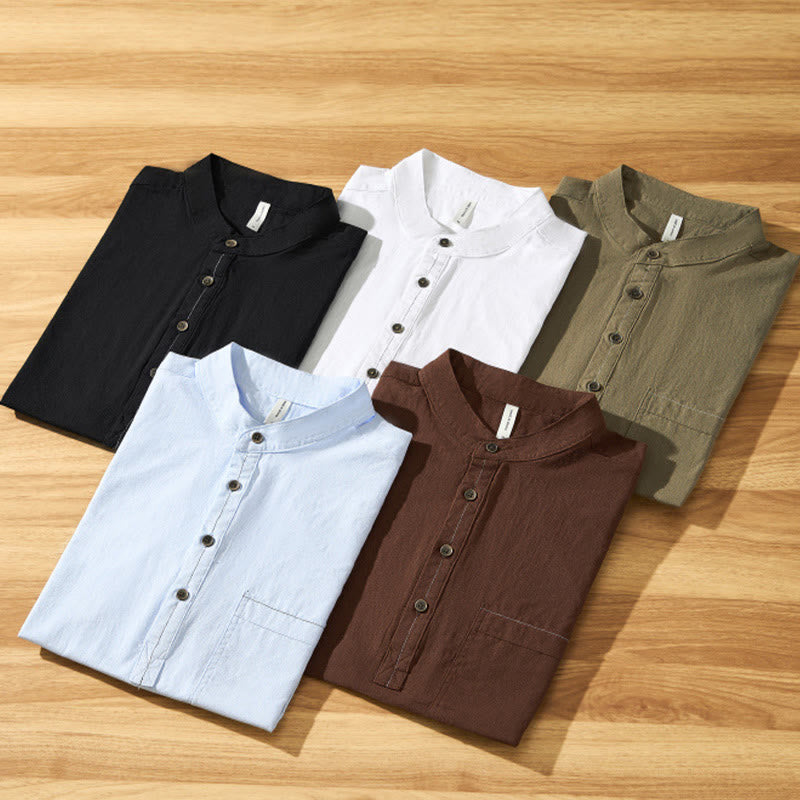 Camisa de algodón de manga corta con botones y estampado de Buddha Stones para hombre, de verano, lisa - image 34