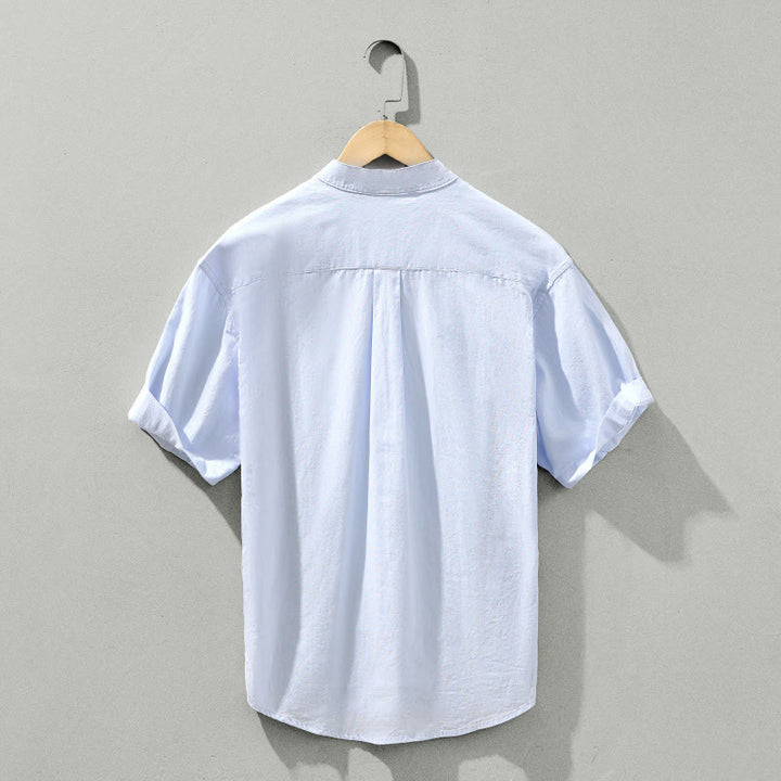 Camisa de algodón de manga corta con botones y estampado de Buddha Stones para hombre, de verano, lisa - image 3