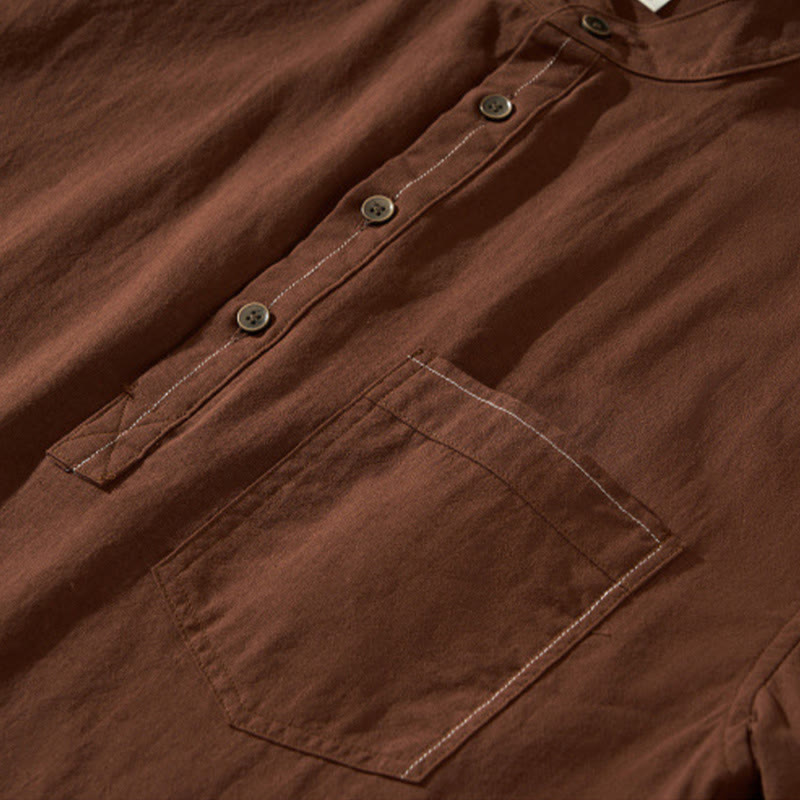 Camisa de algodón de manga corta con botones y estampado de Buddha Stones para hombre, de verano, lisa - image 25
