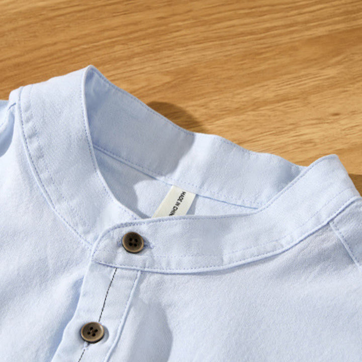 Camisa de algodón de manga corta con botones y estampado de Buddha Stones para hombre, de verano, lisa - image 5
