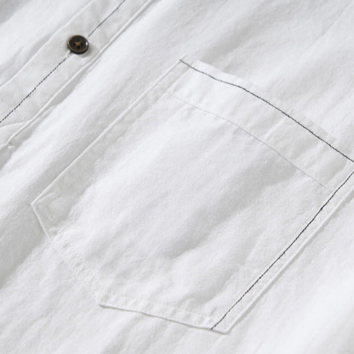 Camisa de algodón de manga corta con botones y estampado de Buddha Stones para hombre, de verano, lisa - image 21