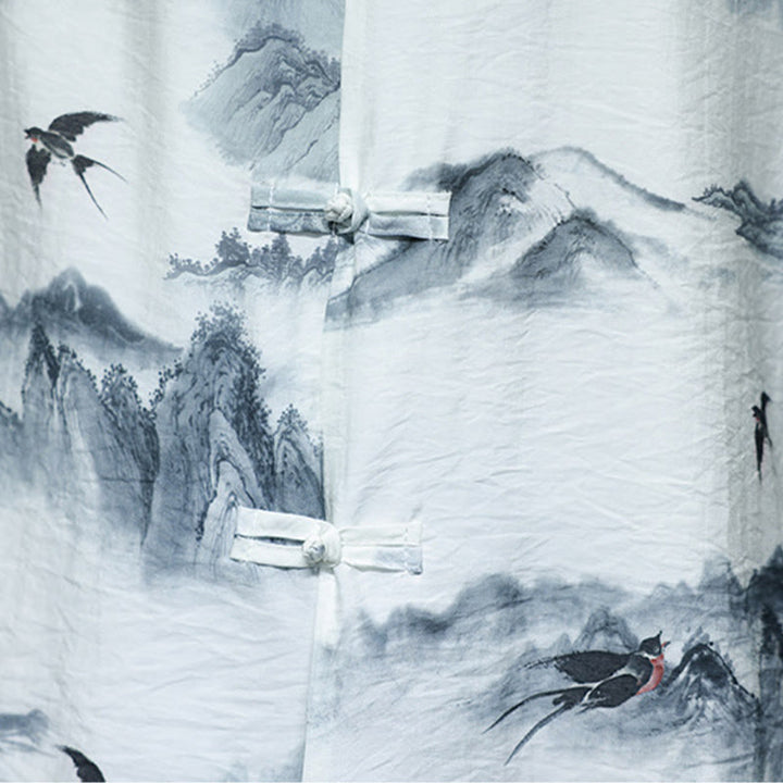 Camisa de lino y algodón de manga corta para hombre, traje Tang chino con Buddha Stones - image 12