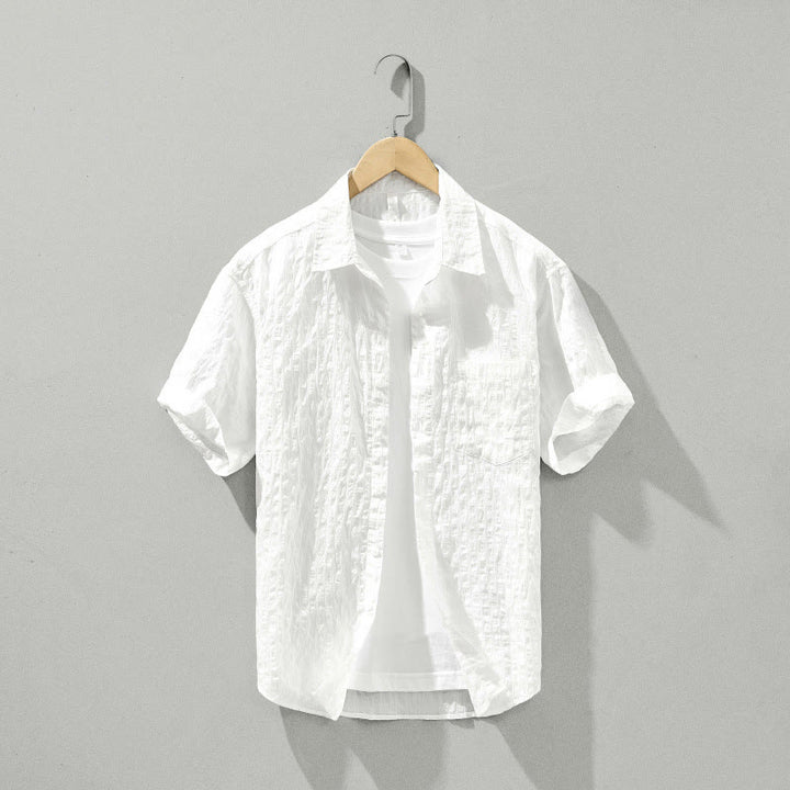 Camisa de manga corta de tencel con botones y diseño transpirable de Buddha Stones para hombre, de verano - Blanco - US/UK/AU42, EU52 (3XL) - image 14
