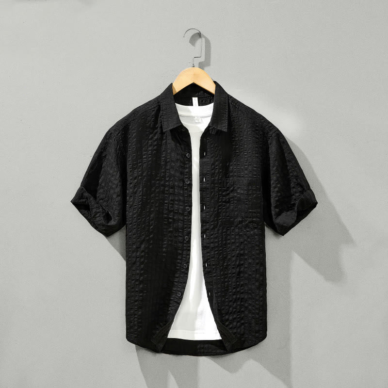 Camisa de manga corta de tencel con botones y diseño transpirable de Buddha Stones para hombre, de verano - Negro - US/UK/AU42, EU52 (3XL) - image 21