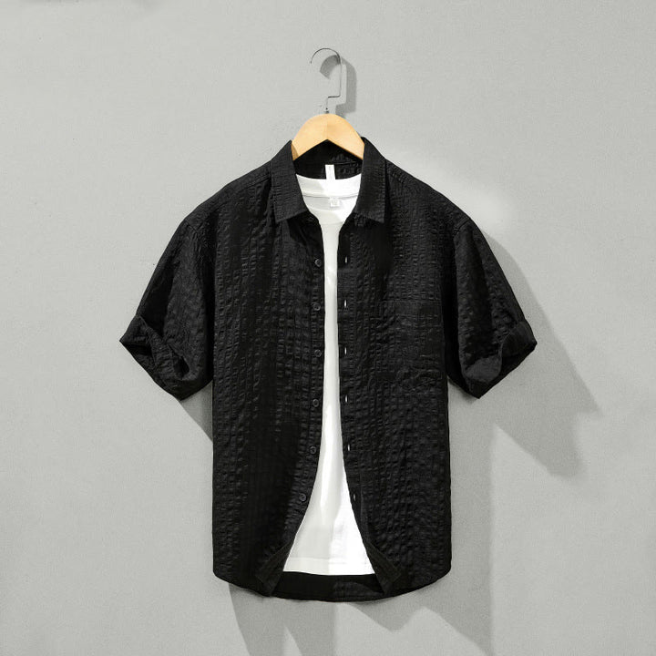 Camisa de manga corta de tencel con botones y diseño transpirable de Buddha Stones para hombre, de verano - Negro - US/UK/AU42, EU52 (3XL) - image 21
