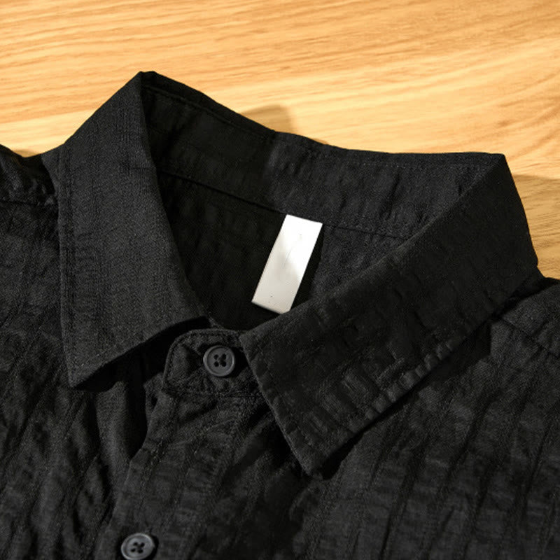 Camisa de manga corta de tencel con botones y diseño transpirable de Buddha Stones para hombre, de verano - image 22