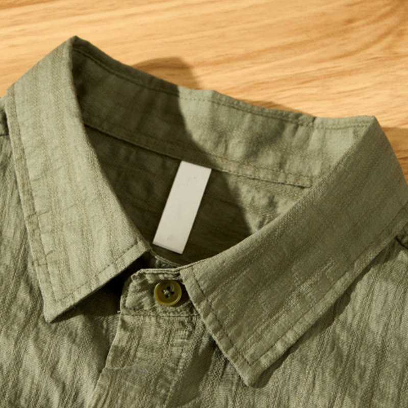Camisa de manga corta de tencel con botones y diseño transpirable de Buddha Stones para hombre, de verano - image 6