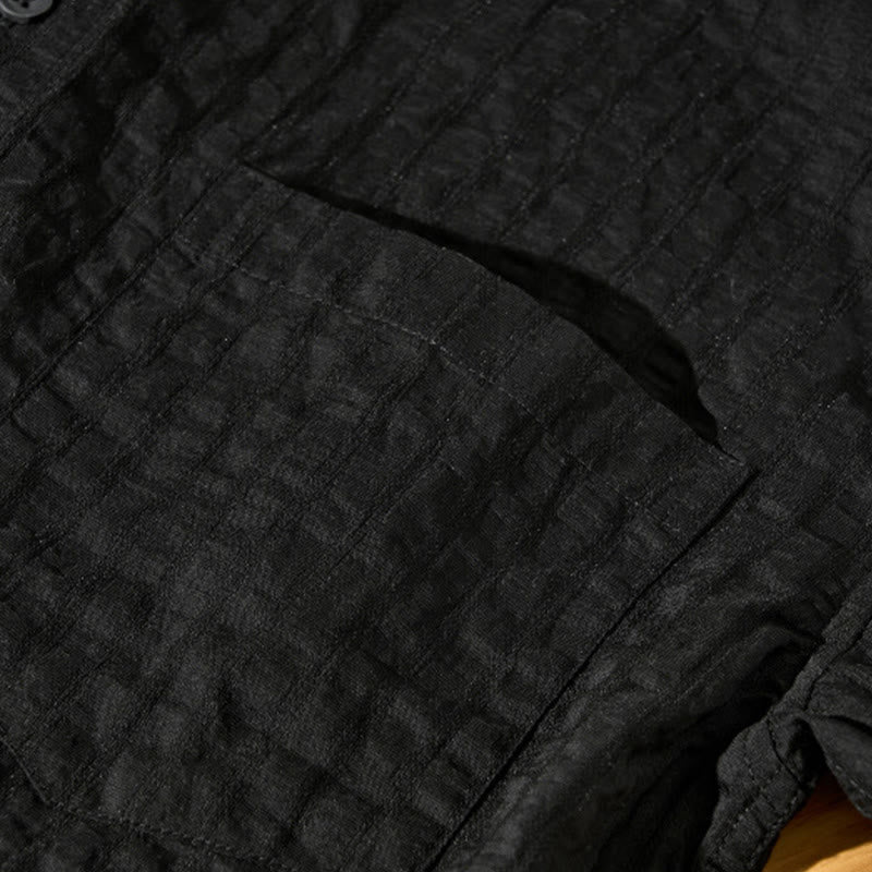 Camisa de manga corta de tencel con botones y diseño transpirable de Buddha Stones para hombre, de verano - image 27