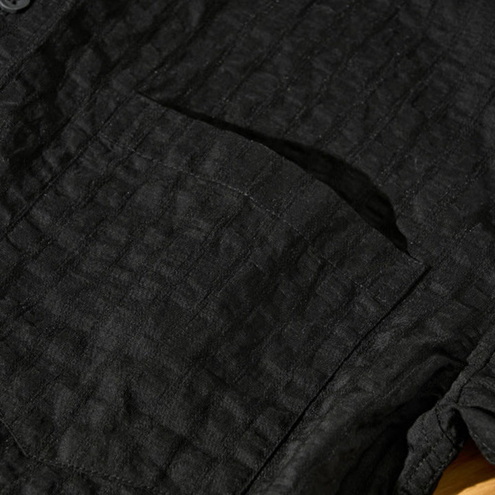 Camisa de manga corta de tencel con botones y diseño transpirable de Buddha Stones para hombre, de verano - image 27